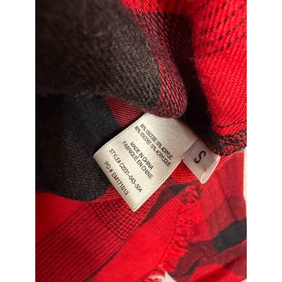 Cloth & Stone S Red Black Winter Plaid Flannel Top Cozy Everyday Wear - Picture 4 of 6